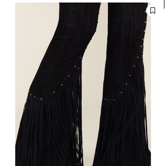 Black Fringe Flare Pants - Picture 3 of 4